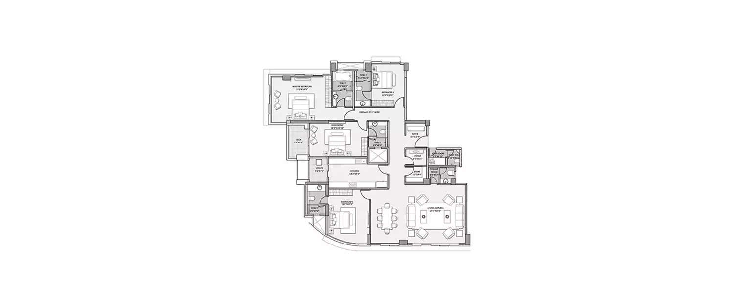 Floor plan for 4 BHK