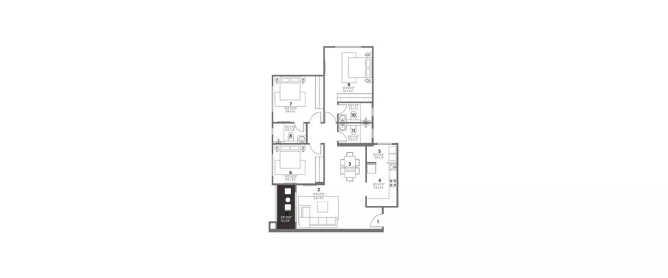 Hiranandani Chancery Devanahalli - Floor plan 3 BHK 1179 Sq.ft