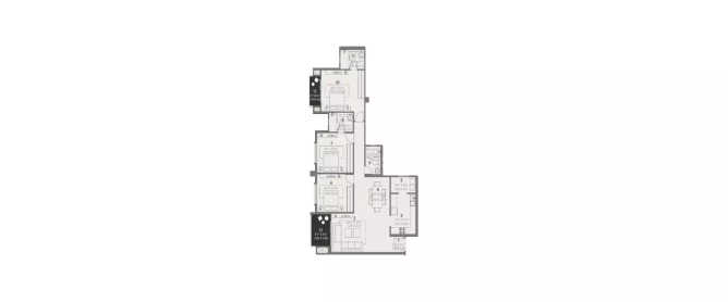 Hiranandani Evita Akshaya Nagar - Floor plan 3 BHK 1265 Sq.ft
