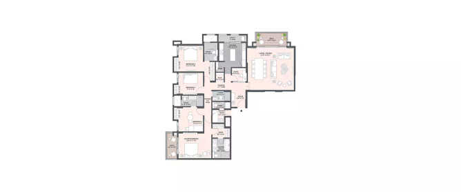 Lodha Trafalgar Square Kolshet Road - Floor plan 4 BHK 2040 Sq.ft