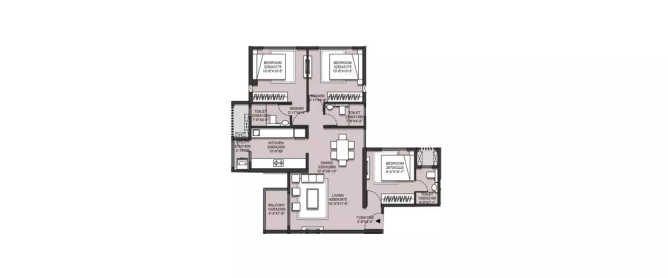 South Avenue At Runwal Gardens Dombivali - Floor plan 3 BHK 849 Sq.ft