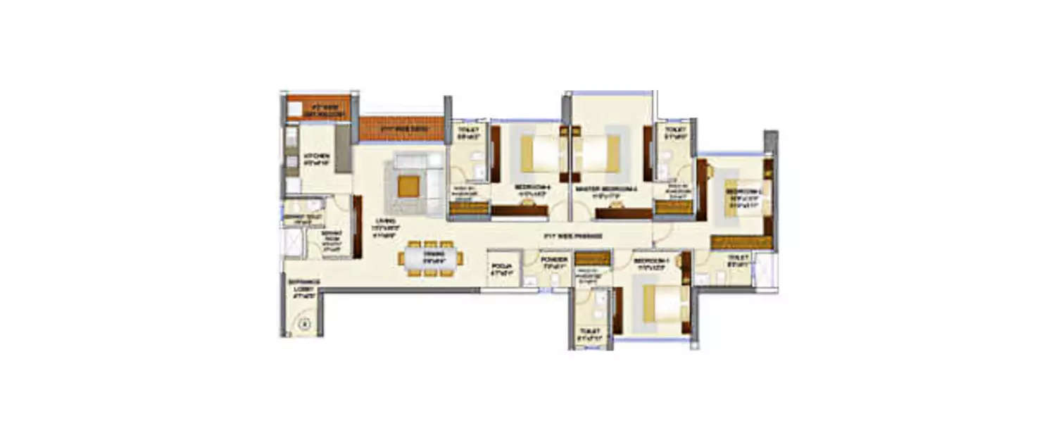 Floor plan for 4 BHK