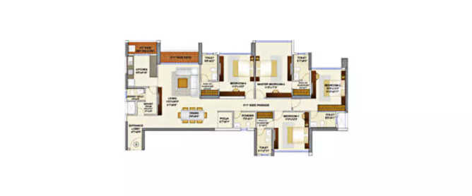 Runwal Elegante Andheri - Floor plan 4 BHK 1658 Sq.ft