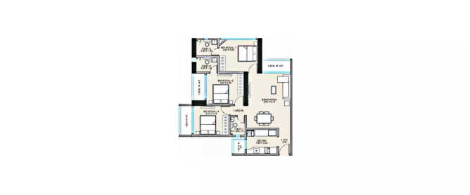 JP Codename Dream Home Mira Bhayandar - Floor plan 3 BHK 951 Sq.ft
