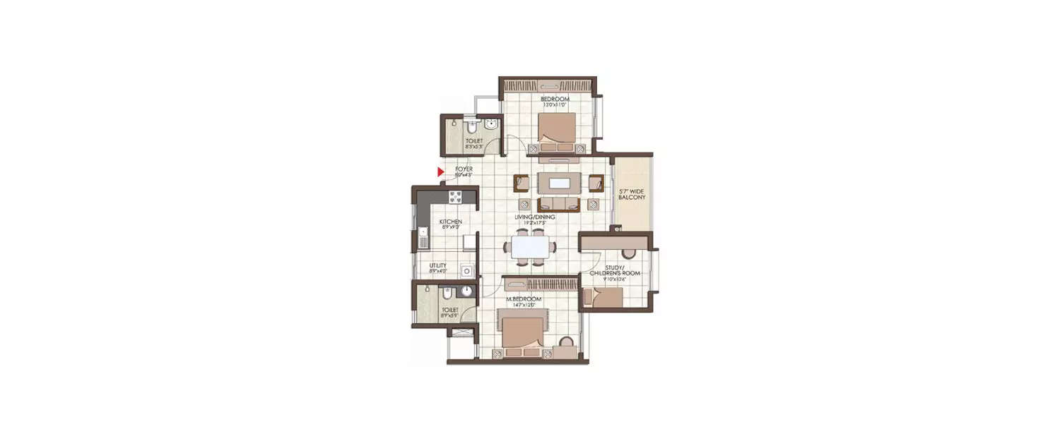 Floor plan for 2.5 BHK