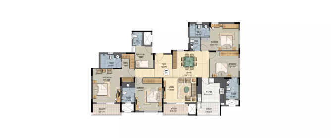 Prestige Sunnyside Bhoganhalli - Floor plan 4 BHK 2439 Sq.ft