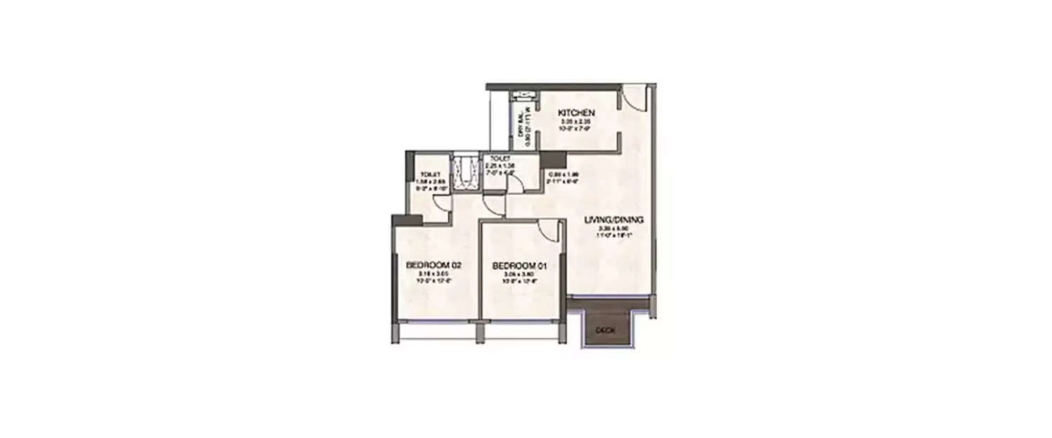 Floor plan for 2 BHK