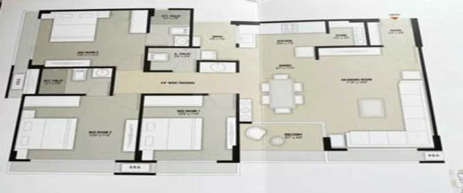 Shapoorji SP Residency Fursungi - Floor plan 3 BHK 1980 Sq.ft
