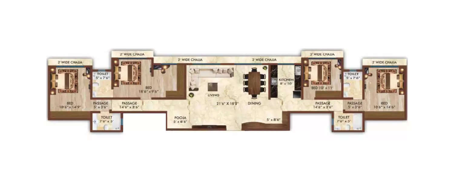 Floor plan for 4 BHK
