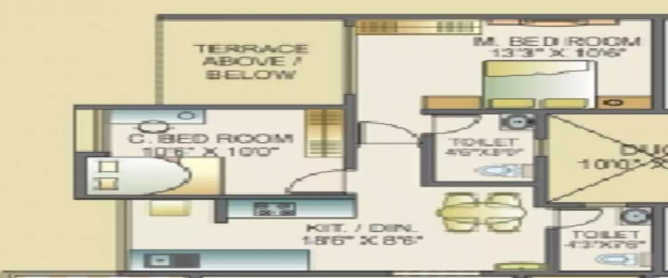 ACME Selene Undri - Floor plan 2 BHK 975 Sq.ft