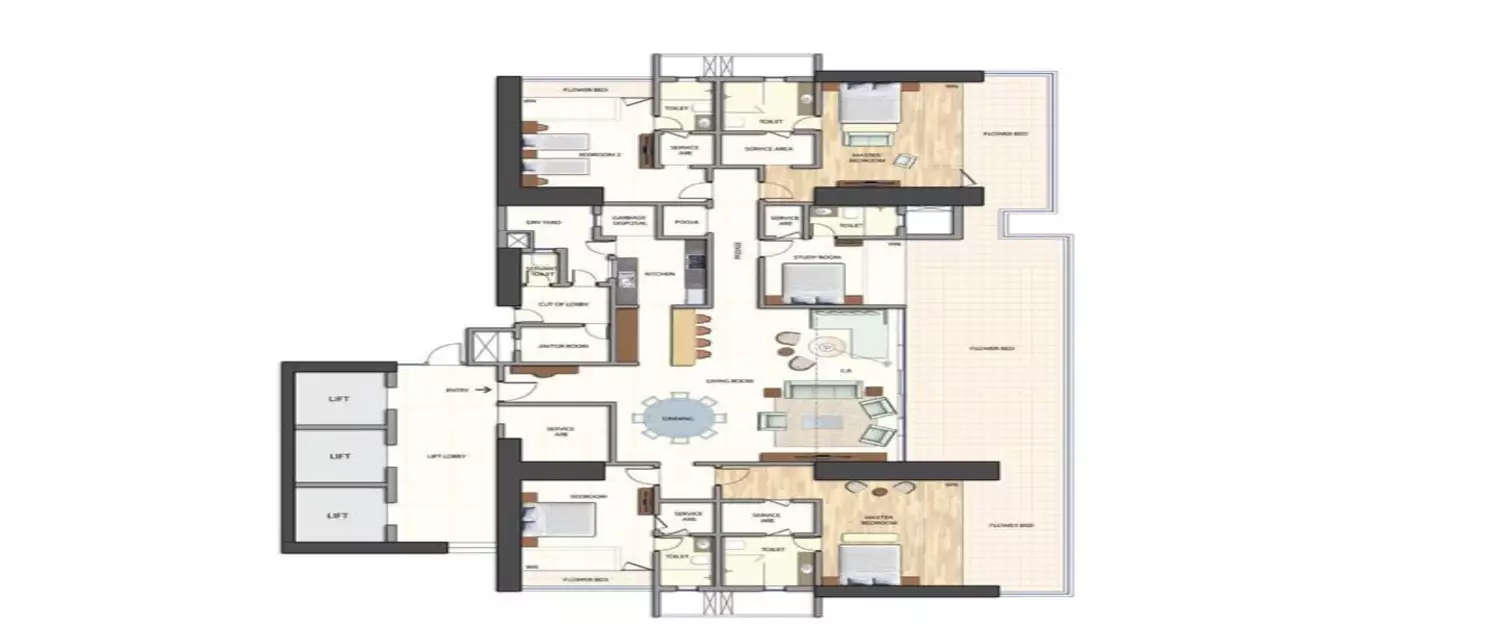 Floor plan for 5 BHK