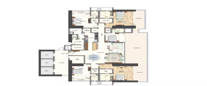 Omkar Alta Monte Malad - Floor plan 5 BHK 4000 Sq.ft