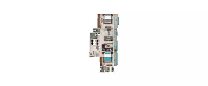 Ekta Regent Park Virar - Floor plan 2 BHK 636 Sq.ft