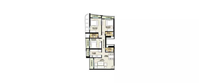 Majestic Tower Bhandup - Floor plan 3 BHK 963 Sq.ft