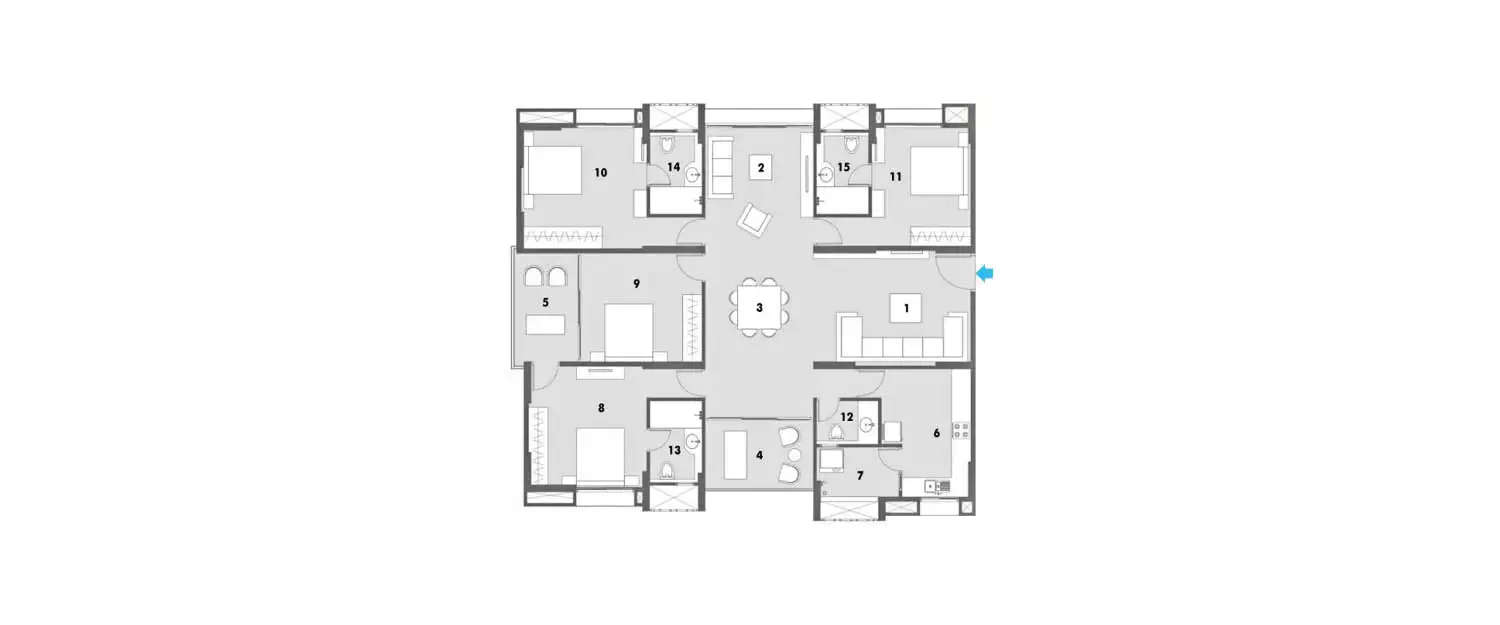 Floor plan for 4 BHK