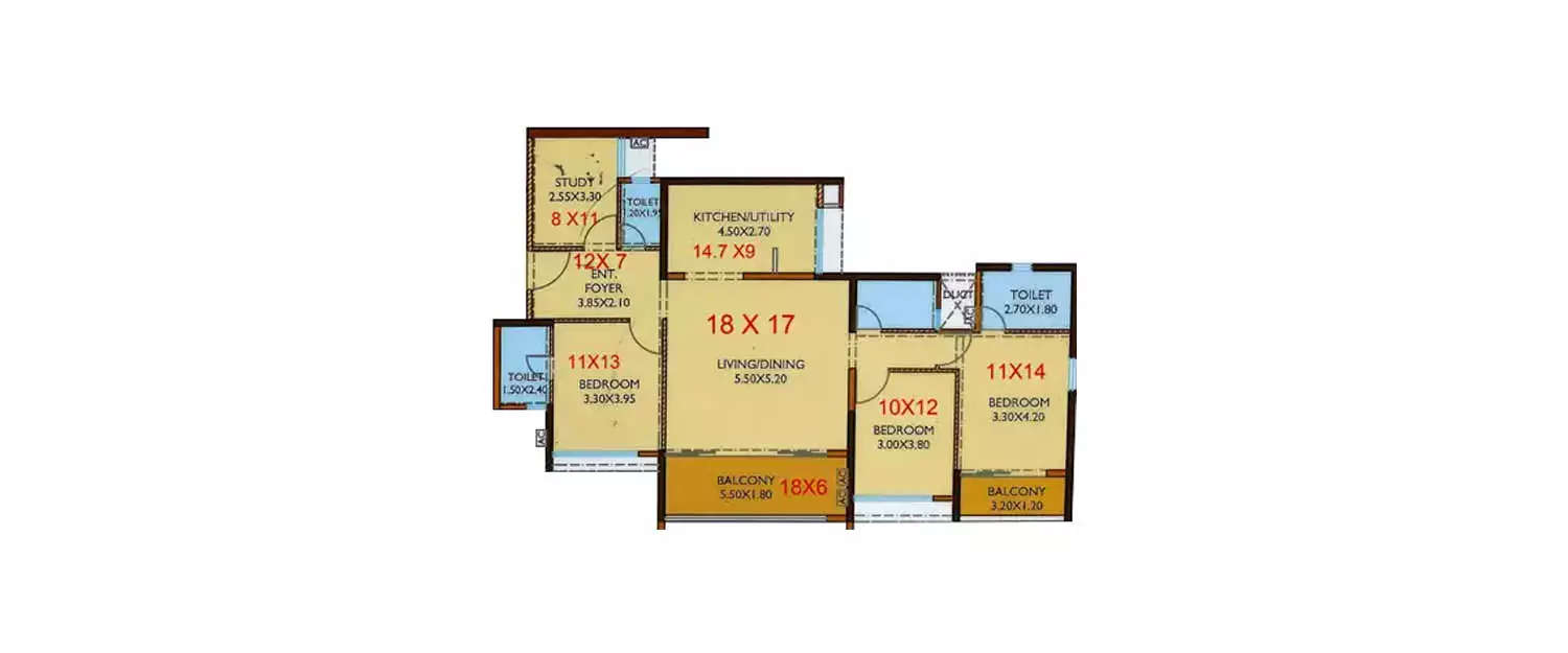 Floor plan for 3.5 BHK