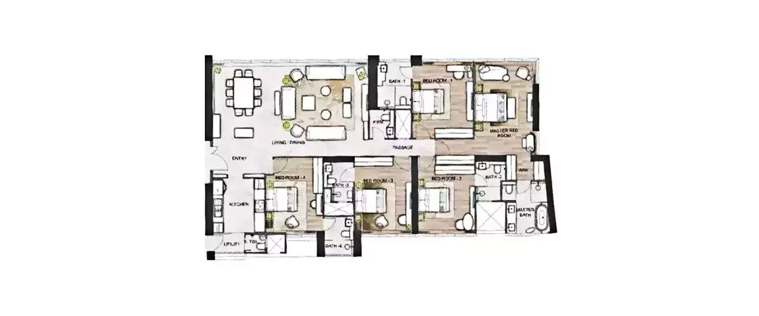 Floor plan for 5 BHK