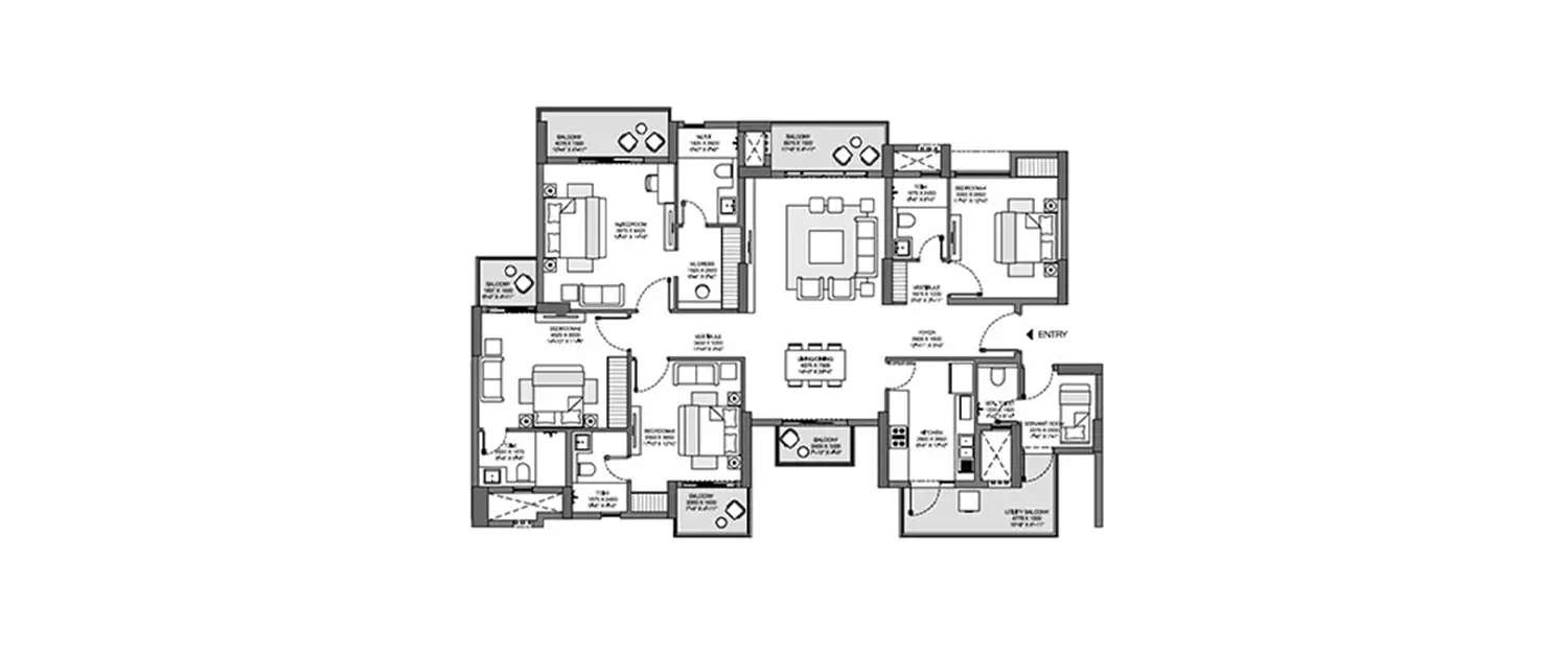 Floor plan for 4 BHK