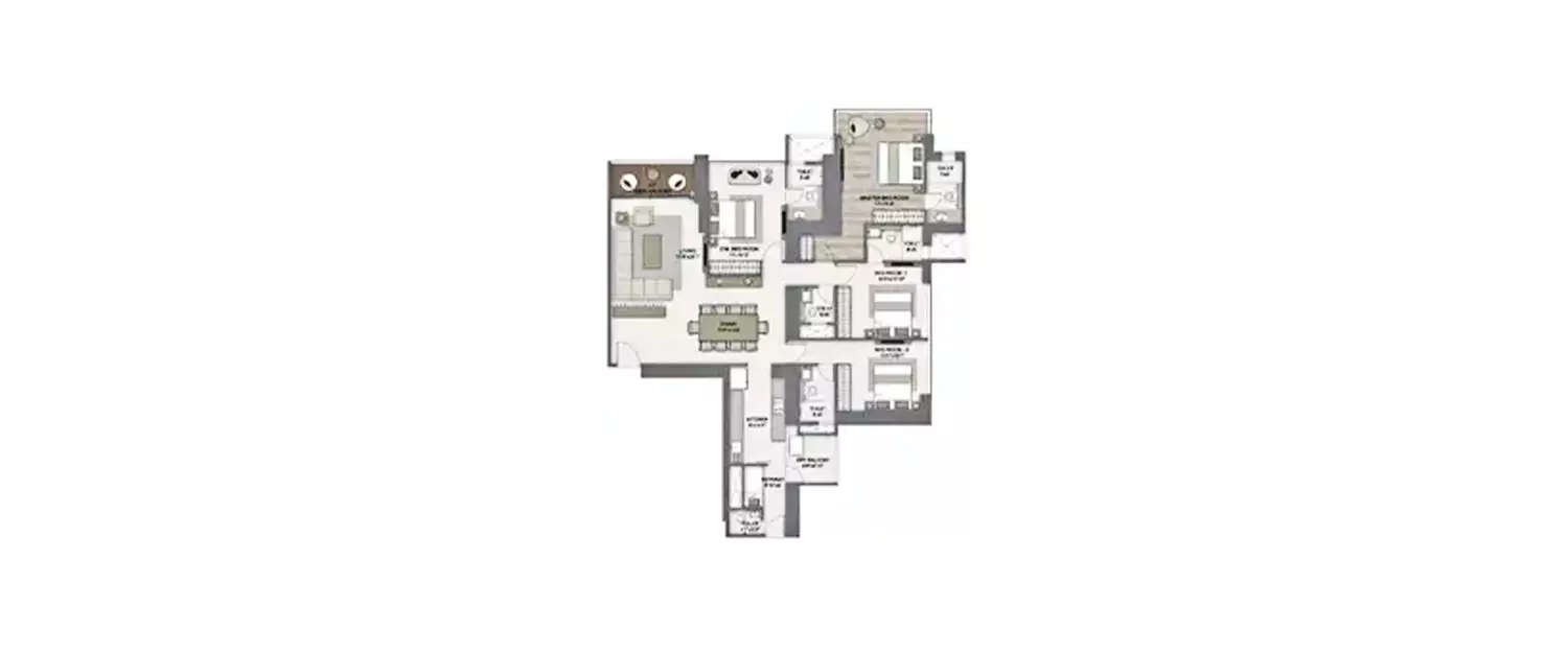 Floor plan for 4 BHK