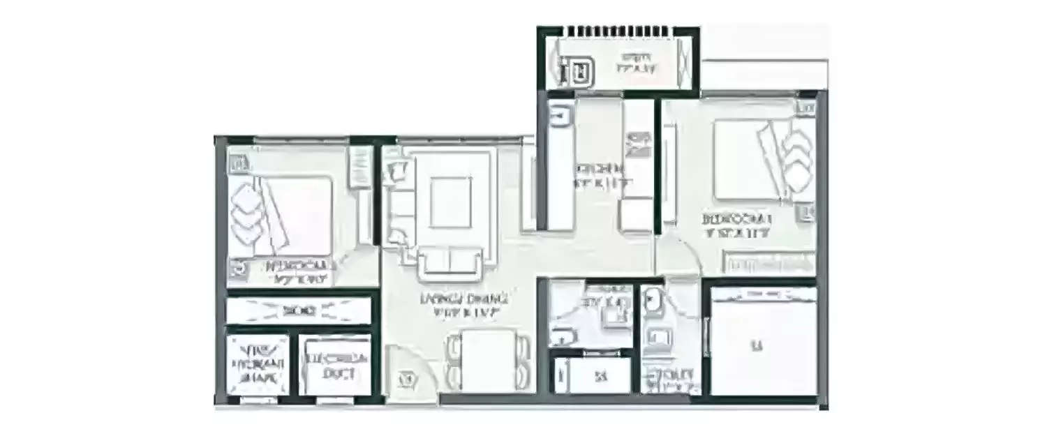 Floor plan for 2 BHK