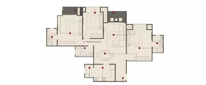 Hiranandani Glen Gate Devinagar - Floor plan 3 BHK 1161 Sq.ft