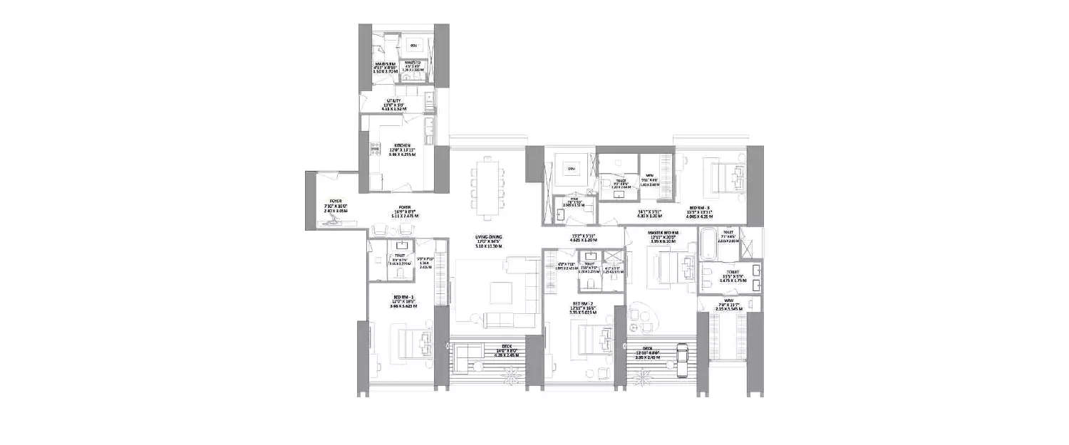 Floor plan for 4 BHK