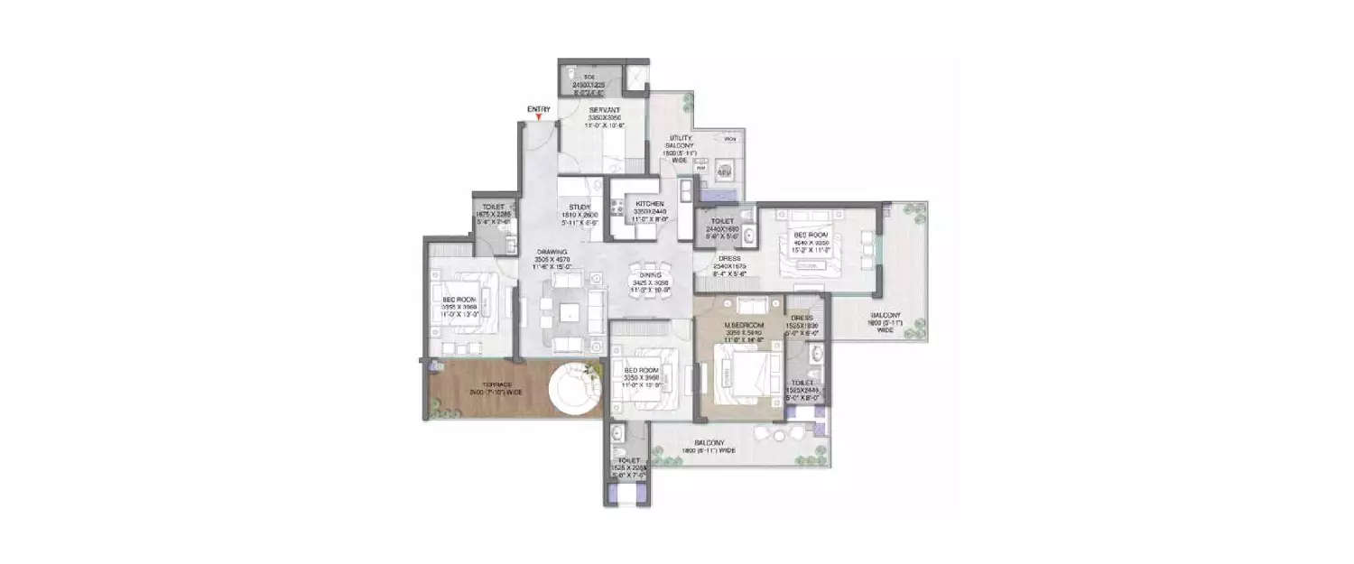 Floor plan for 4.5 BHK
