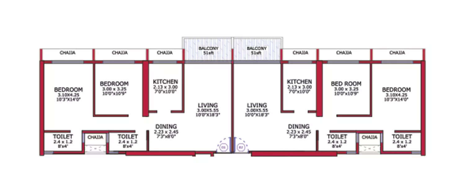 Floor plan for 4 BHK