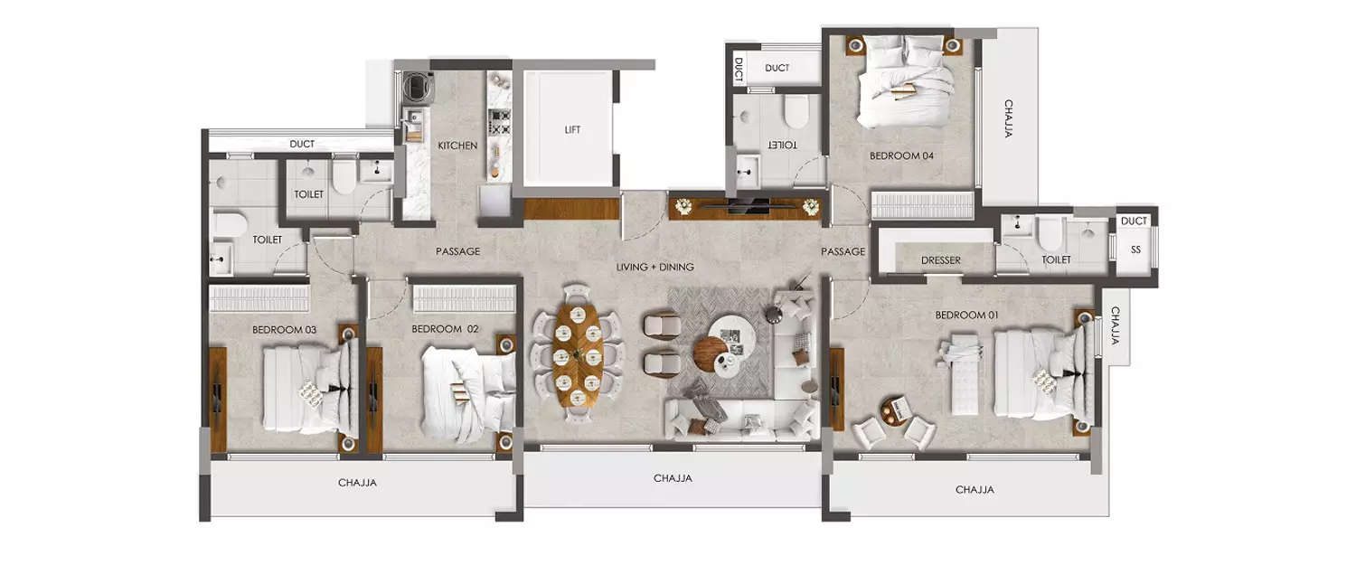 Floor plan for 4 BHK
