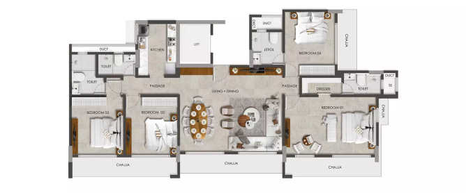 Paradigm Artteza Santacruz - Floor plan 4 BHK 1452 Sq.ft