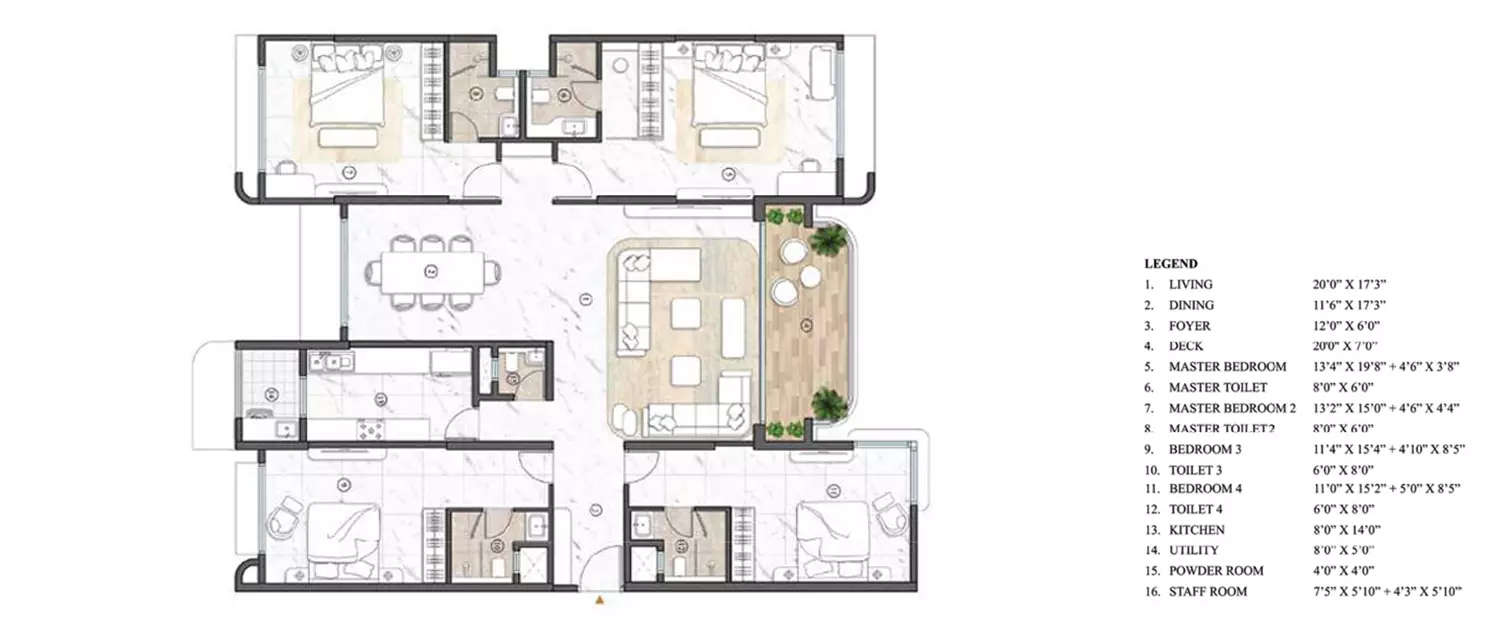 Floor plan for 4 BHK