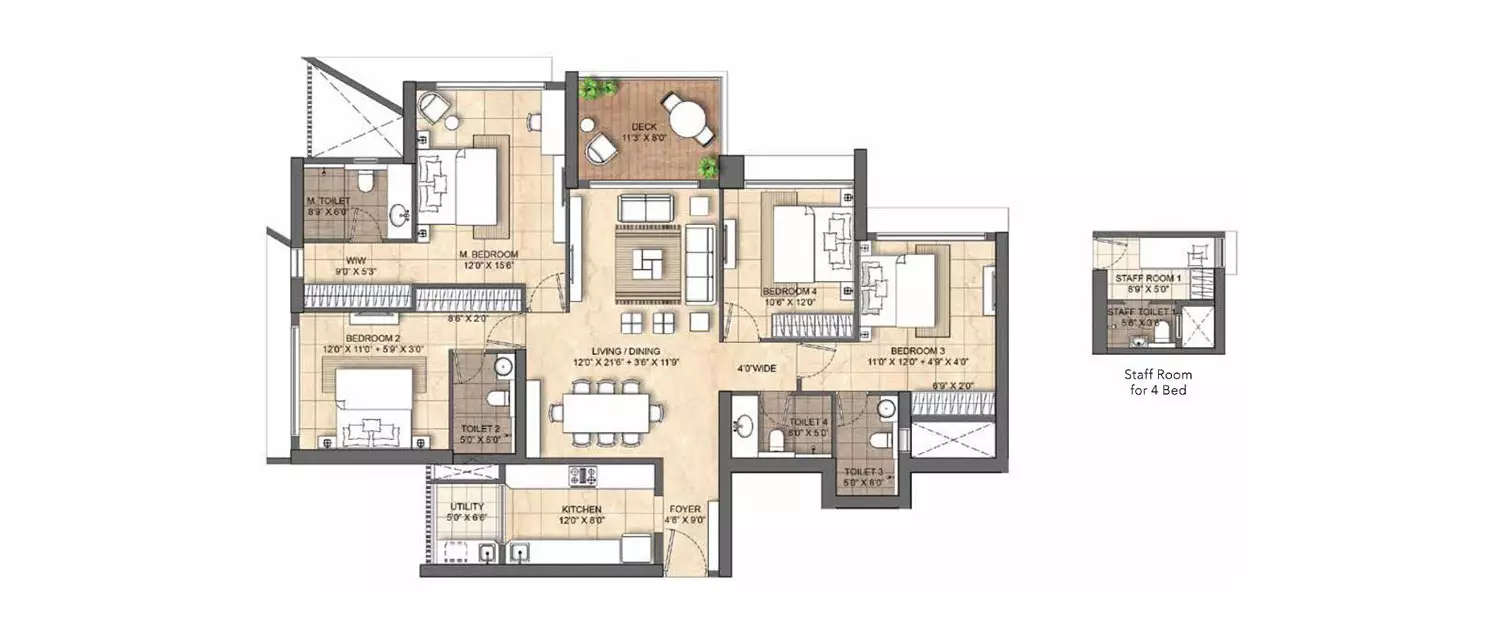 Floor plan for 4.5 BHK