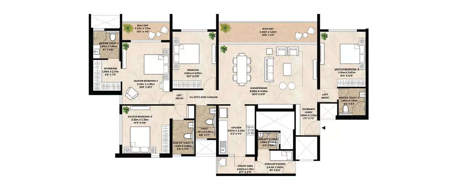 Floor plan for 4 BHK