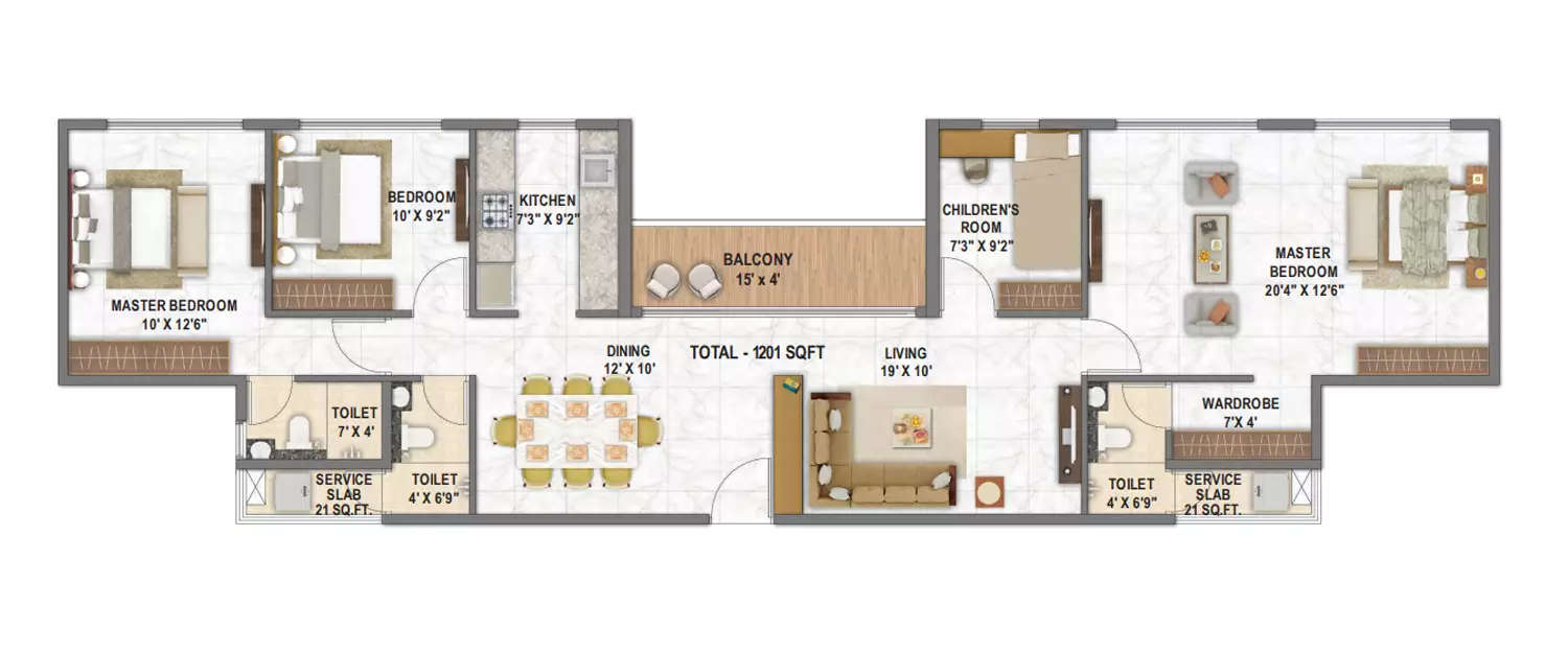 Floor plan for 4 BHK