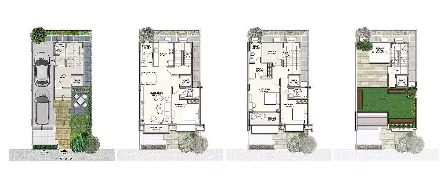 Floor plan for 3 BHK