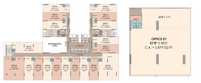 Greenscape Cyber Square Nerul - Floor plan Commercial Office 2879 Sq.ft