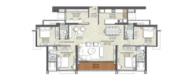 Srishti Namaah Mira Bhayandar - Floor plan 4 BHK 1558 Sq.ft