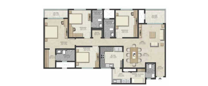 Sobha Royal Pavilion Chikkakannalli - Floor plan 4 BHK 1632 Sq.ft