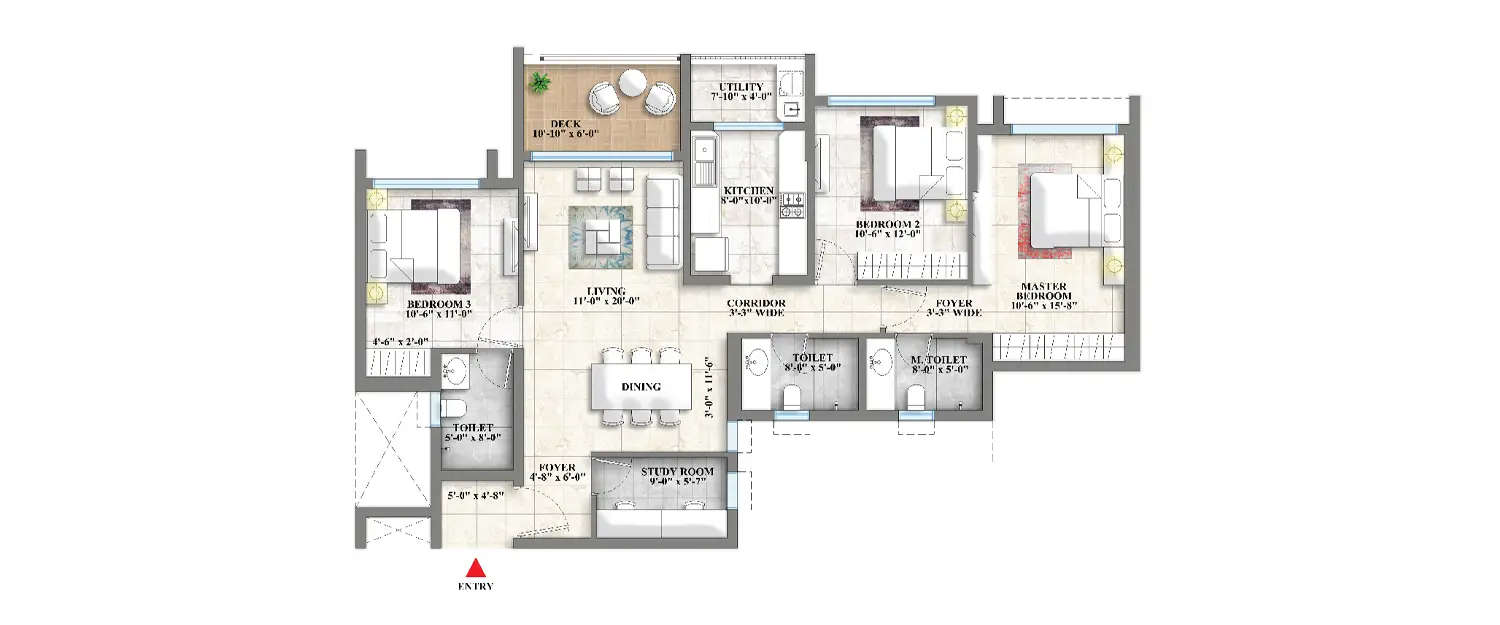Floor plan for 3.5 BHK