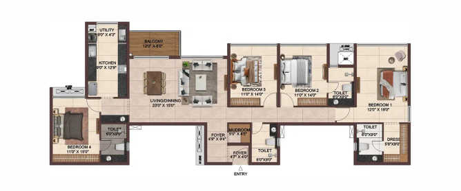 Casagrand Jarvis Siruseri - Floor plan 4 BHK 2509 Sq.ft