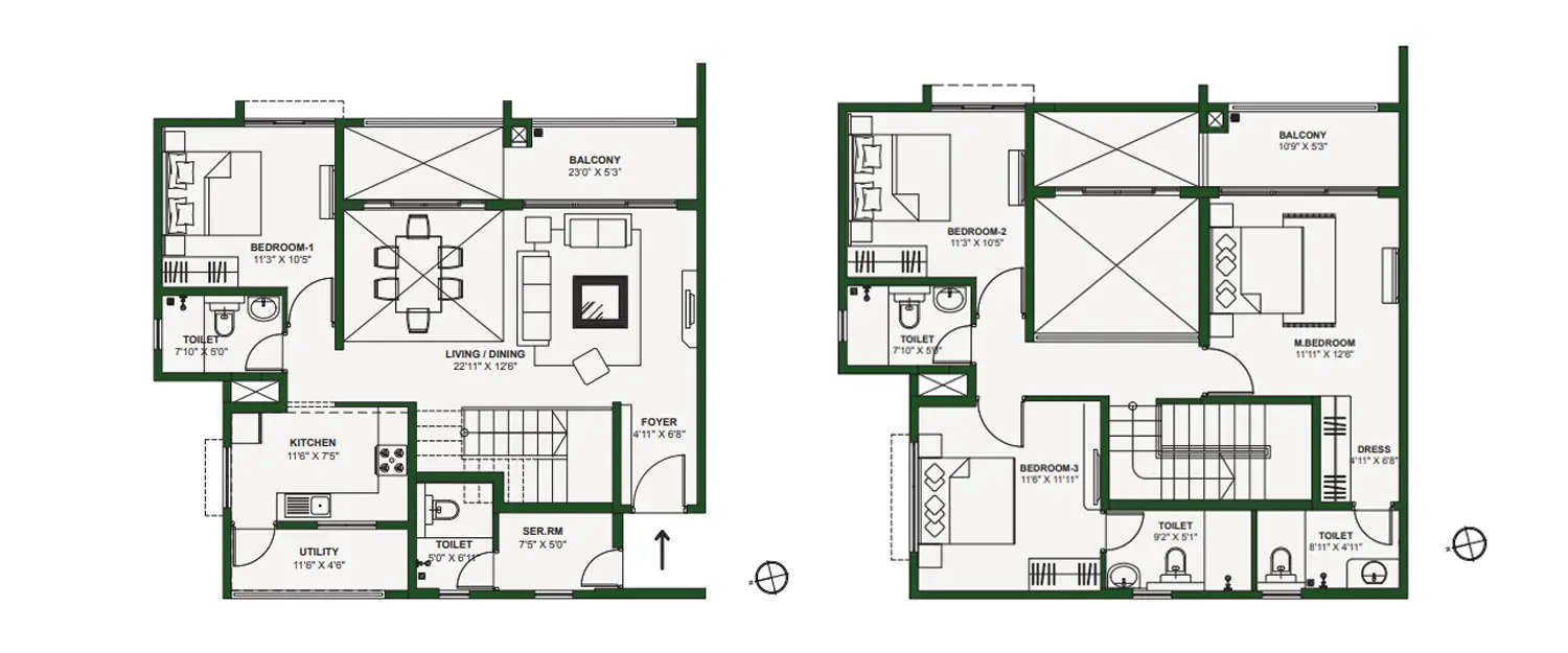 Floor plan for 4 BHK