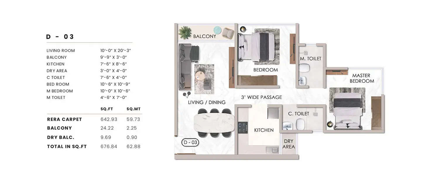 Floor plan for 2 BHK
