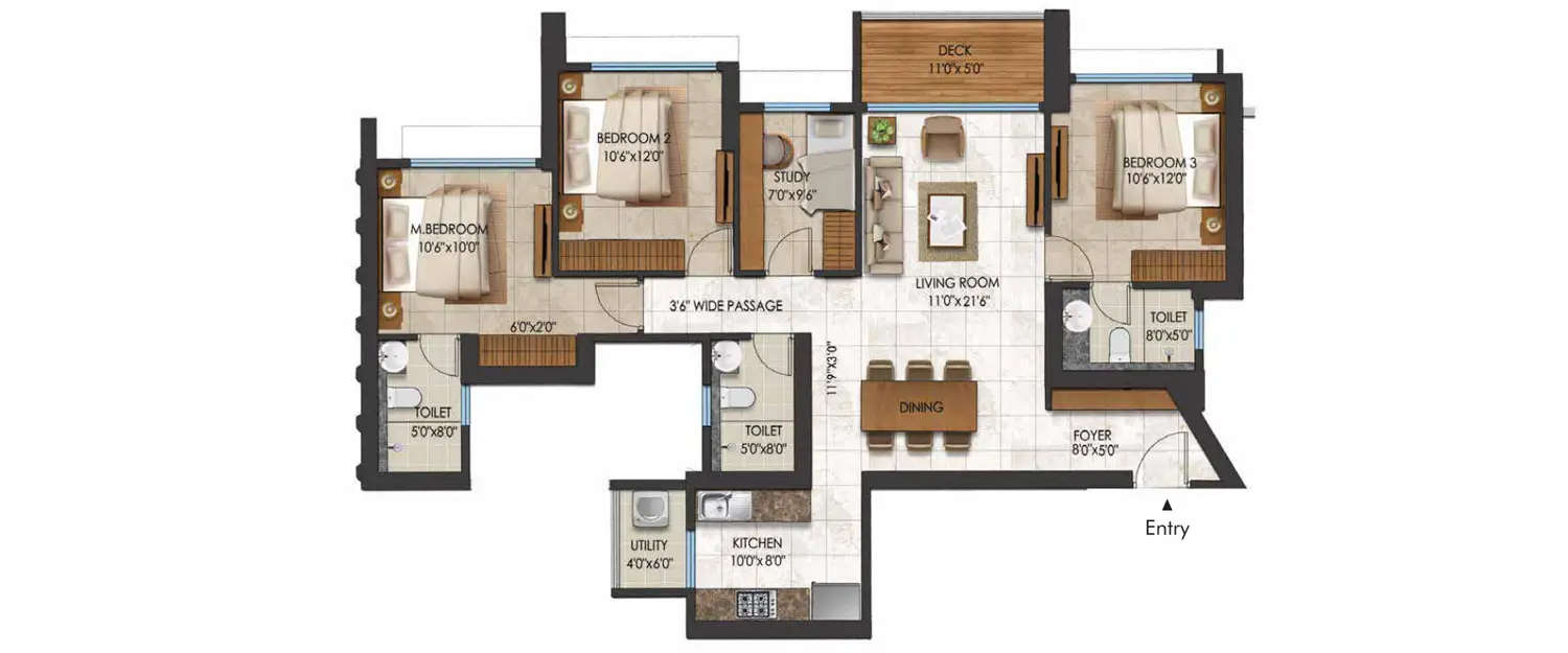Floor plan for 3.5 BHK
