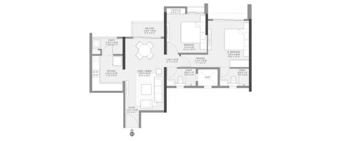 Godrej Meadows Panvel - Floor plan 2 BHK 771 Sq.ft