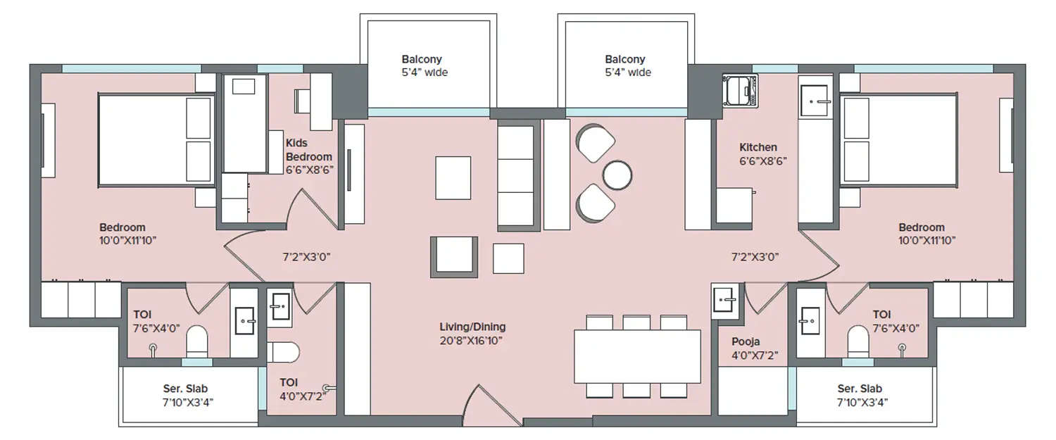 Floor plan for 2.5 BHK