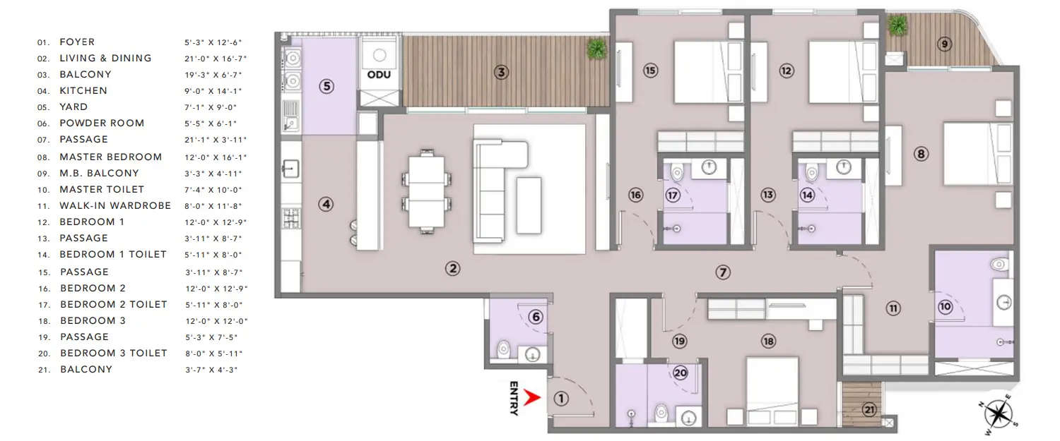 Floor plan for 4 BHK
