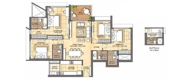Lodha Bellevue Mahalaxmi - Floor plan 4.5 BHK 1603 Sq.ft