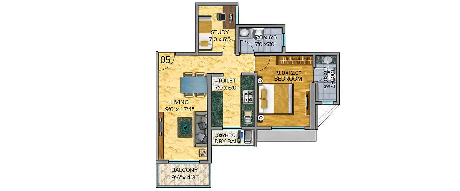 Floor plan for 2 BHK