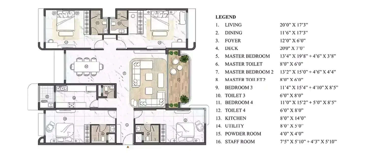 Floor plan for 4 BHK