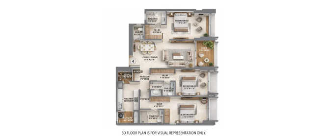 Runwal 7 Mahalaxmi Mahalaxmi - Floor plan 3 BHK 1415 Sq.ft